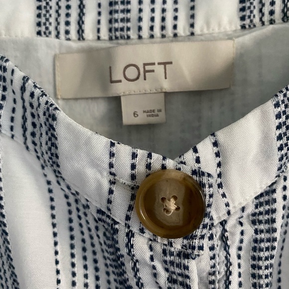 Loft blue striped button down dress - Picture 3 of 8